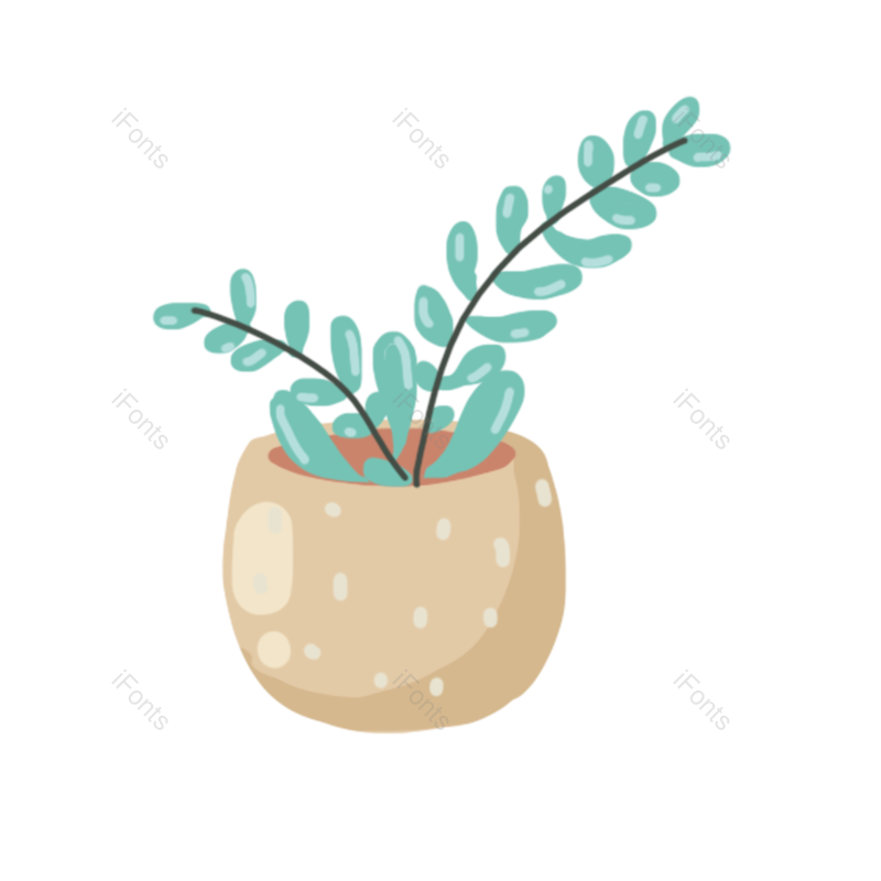 元素图片,清新元素,插画PNG,盆栽免抠素材